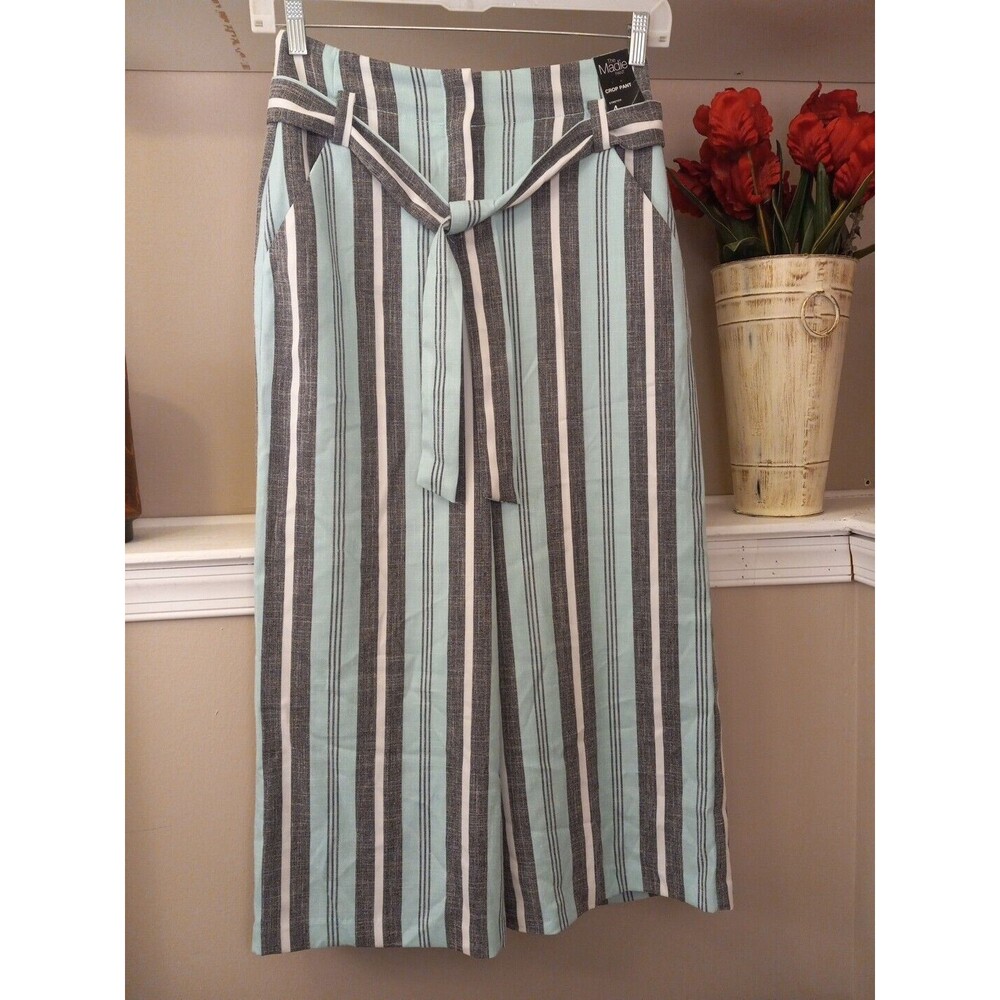 7th Avenue Design Studio New York And co Striped Mint/grey‎ Crop Pants Size 4